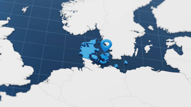 Map of Copenhagen, Denmark. Detail from the World Atlas.