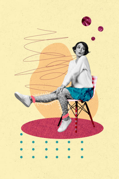 istock Vertical collage creative illustration black white effect charm beauty tenderness young lady sit chair hairy legs doodle exclusive template 2193086501