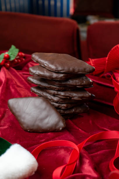 Typical Neapolitan sweet chocolate mostaccioli in a Christmas setting