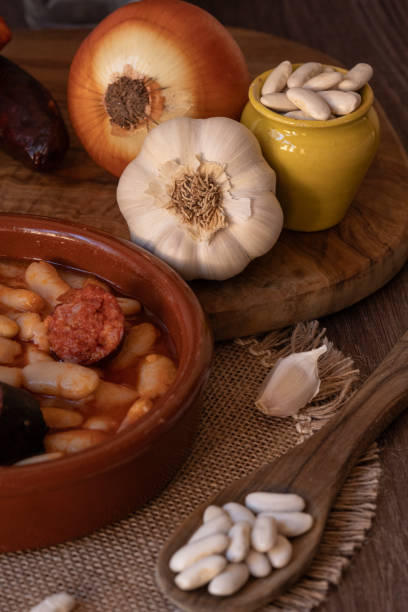 istock Preparing asturian fabada with beans, chorizo, onion and garlic 2193092256
