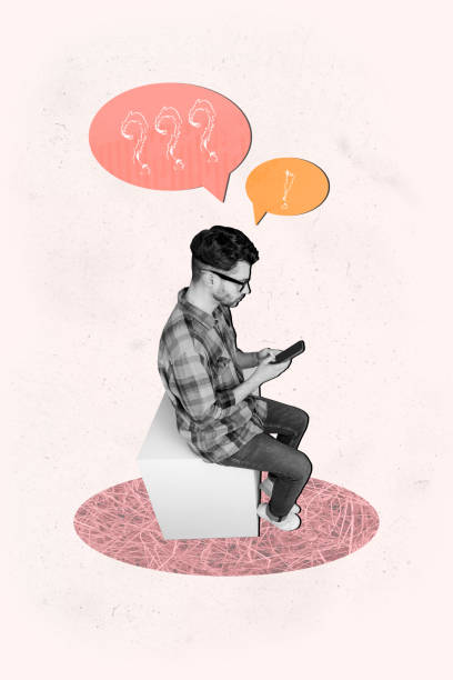 istock Vertical composite photo collage of young man sitting with smartphone texting online on social media receive message notification bubble 2193094105