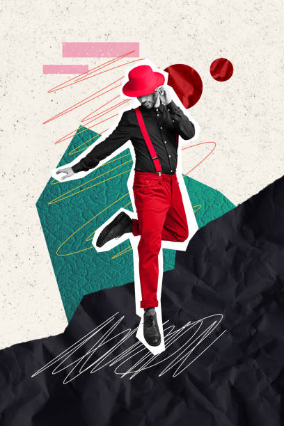 istock Vertical creative collage poster dancing young stylish guy gentleman vintage suit weekend clubbing holiday event celebration 2193094132