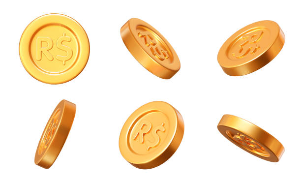 stockillustraties, clipart, cartoons en iconen met set-real-1 - muntgeld