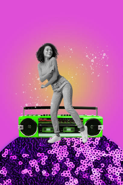 istock 3d retro abstract creative artwork template collage of beautiful female boom box dancing enjoy party weird freak bizarre unusual fantasy 2193101508