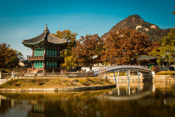 istock Korean garden with lake 2193102251