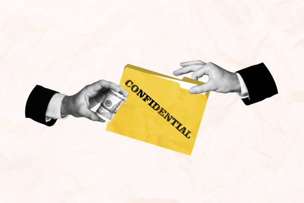 istock Composite image collage sketch photo artwork of hands two corrupt officials give bribe transfer secret files confidential roll money isolated on paper background 2193104077