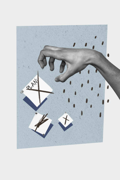 istock Vertical survey list collage hand grabbing checkbox all plans crossed out nothing done correctly isolated over gray color background 2193108242