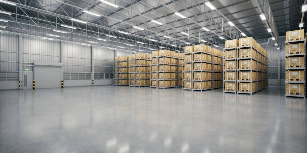 istock 3d rendering of warehouse and concrete floor suit for industrial background. 2193112601