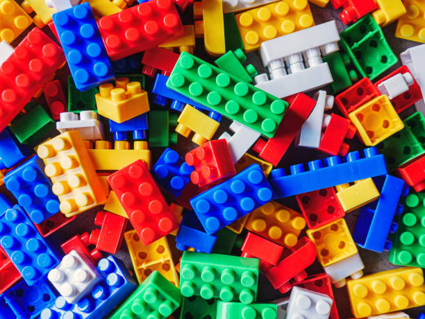 istock Building block toy with colorful blocks bricks toy, Top view 2193114084