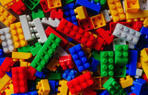 istock Building block toy with colorful blocks bricks toy, Top view 2193114151