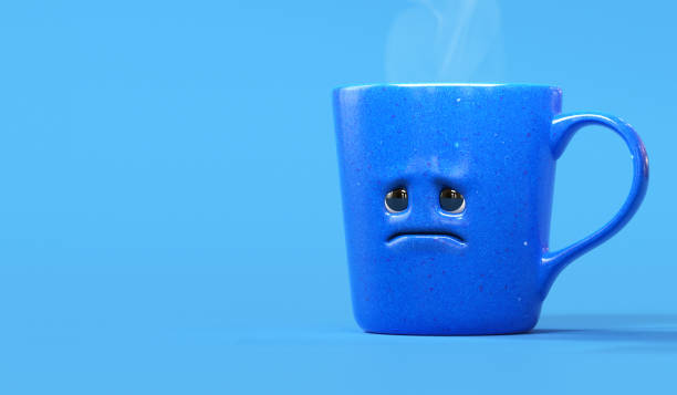 istock Blue Monday mug with a sad face on a blue background 2193114190