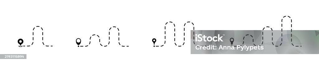 Dashed Line Path With Location Pin Pointer Dotted Line Path Dashed ...