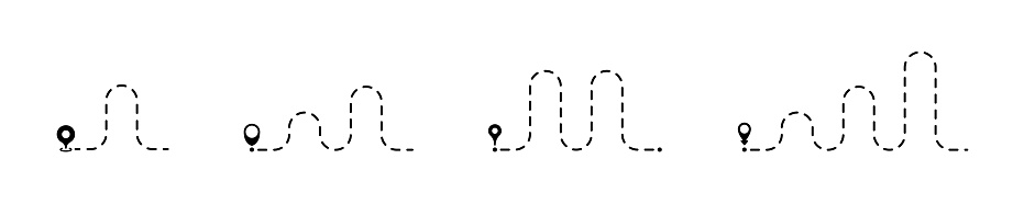 Dashed Line Path With Location Pin Pointer Dotted Line Path Dashed ...