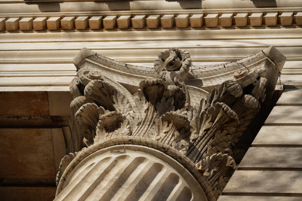 Corinthian columns - Beaux-Arts Design, Beaux-Arts Architectural Style Building, Trinity Square London EC3 (The Old Headquarters of the Port of London Authority (PLA) Building): The old headquarters of the Port of London Authority (PLA) building is an architectural style Beaux-Arts building built between 1912 and 1922 at Trinity Square, London EC3, near Tower Bridge. It features a grand and imposing façade made of Portland stone.