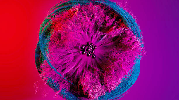 Colorful particle explosion, looking forward, futuristic concept