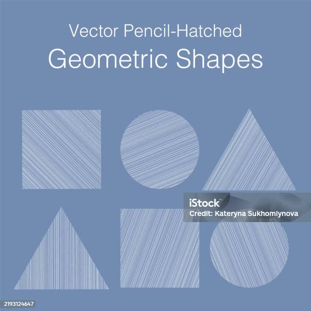 Pencle Shape Pencil Hatched Shapes Vector Clipart Set Basic Geometric Shapes Circle ...