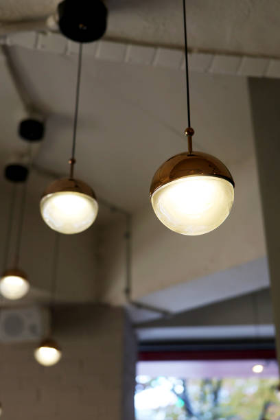 istock Round fluorescent light in ceiling of cafe 2193125887