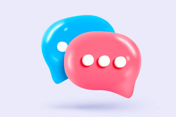 istock 3D speech bubbles symbol sign on social media icon isolated on pastel background. Chat dialogue bubble or user reply sign with social media. 3d speech bubble icon vector render illustration 2193131412
