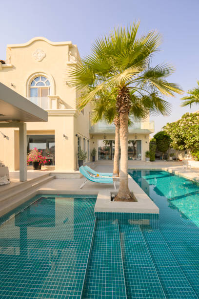 istock Luxurious dubai villa with swimming pool and palm trees 2193131721