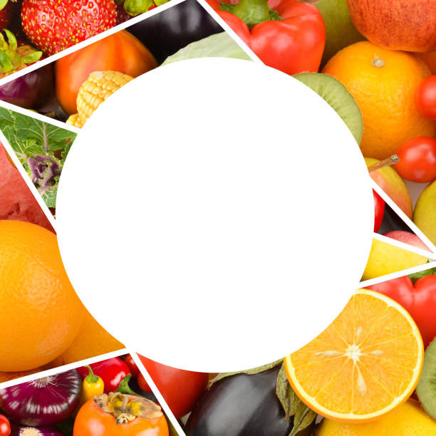 istock Healthy vegetables and fruit food - collage. There is free space for text. 2193133114