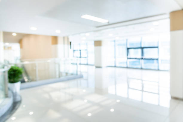 Blur background of empty corridor in modern hospital building