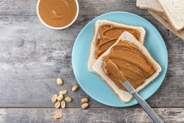 istock Bread toast with peanut butter cream 2193135133