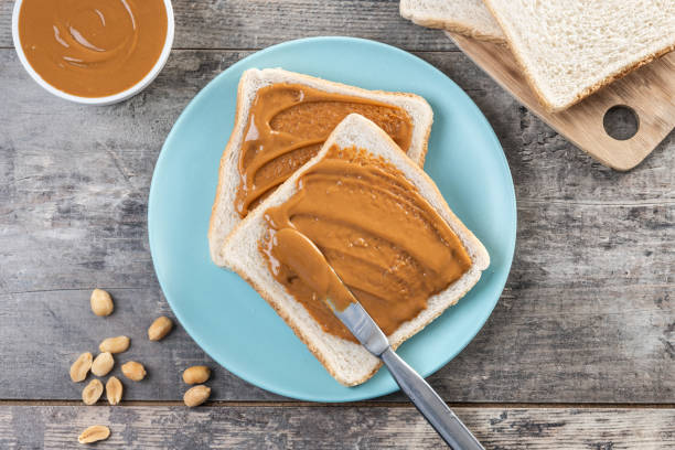 istock Bread toast with peanut butter cream 2193135154