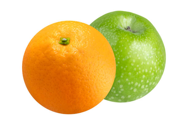 istock Whole orange and apple on isolated white background. 2193138123