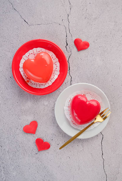 istock red heart cakes on small plates for valentines day dessert 2193143838