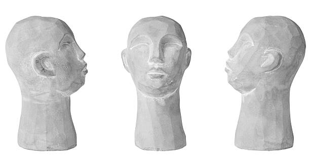 set plaster head gray for decoration on an isolated white background