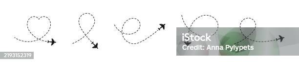 Dotted Line Path With Airplanes Airplane Routes Set Plane Routes Dotted ...