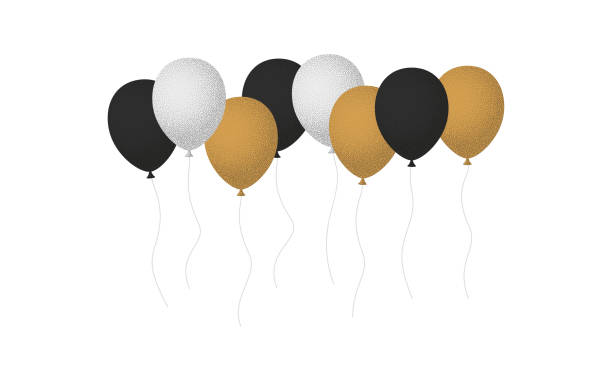 istock Golden balloons bunch. Cartoon Flat Style vector illustration Isolated on White background 2193152742