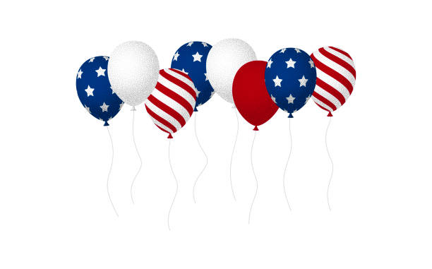 istock USA balloons bunch. Cartoon Flat Style vector illustration Isolated on White background 2193152765