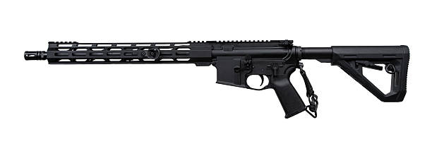istock This image shows a black semi-automatic rifle with a tactical stock and a long handguard, ideal for sport shooting, hunting, and tactical use. 2193158348