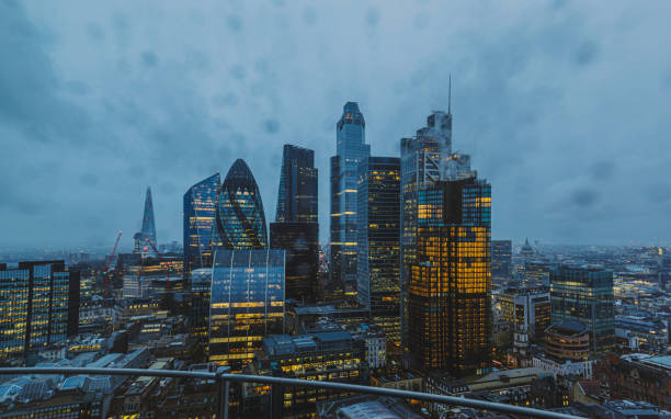 istock Rainy Evening View of Financial District in London, UK 2193165403