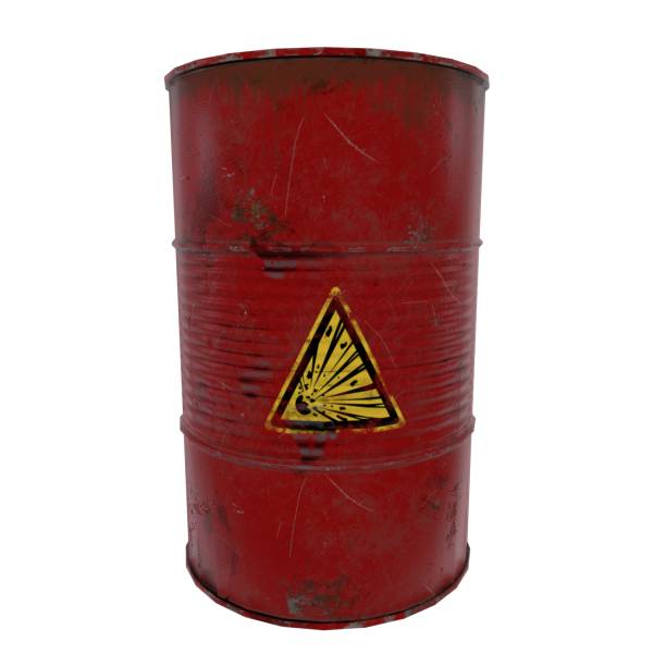 istock Warning hazard barrel isolated on white background ready for disposal 2193166001