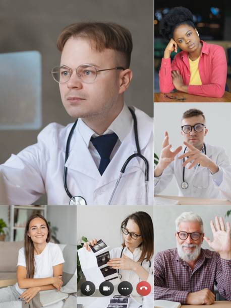 istock Video call online video conference of doctors, teamwork on group idea exchange, brainstorming 2193174012