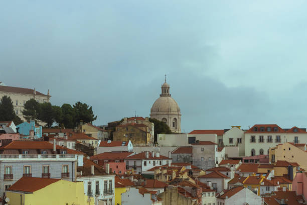 Panoramic view of Lisbon ( Portugal), with the sea in the background, October 2021