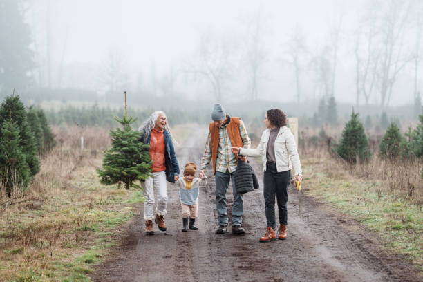 istock Multi-generation family buying a Christmas tree in the country 2193180168