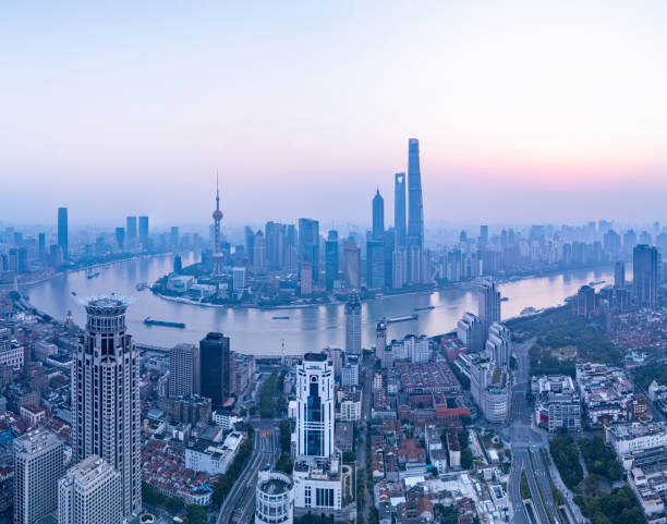 istock Aerial view of shanghai at sunrise 2193183833