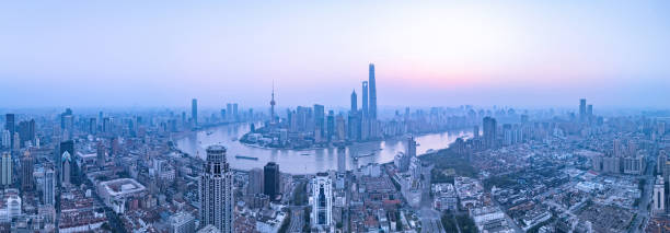 istock Panoramic Aerial view of shanghai at sunrise 2193185355