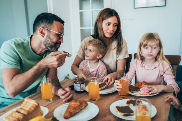 istock Happy family having breakfast 2193187305