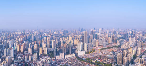 istock Panoramic Aerial view of shanghai at sunrise 2193188824