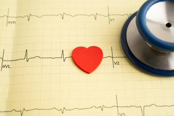 istock Stethoscope on electrocardiogram ECG, heart wave, heart attack, cardiogram report. 2193200840