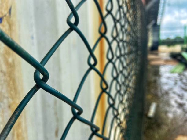 Close-up of the transparent background material of Metal Fence