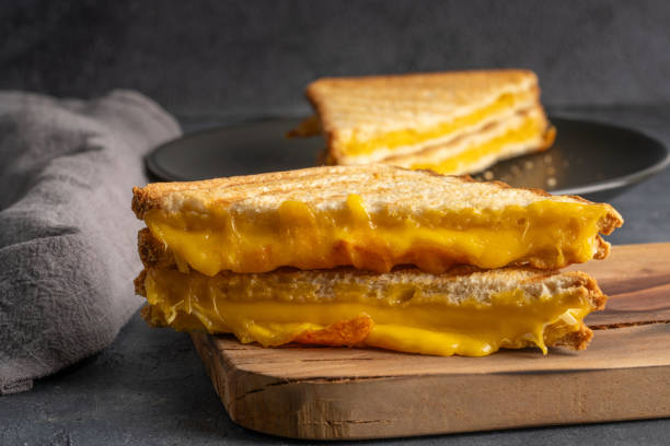istock Arilled cheese sandwich. A sandwich made with melted cheddar cheese 2193207896