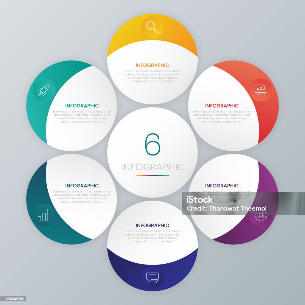 Round Shape Chart Work Examples Circle Shape Infographic Chart Template With 6 Options Stock ...