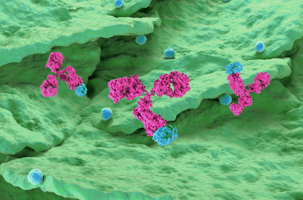 istock Monoclonal antibody therapy in Psoriasis - closeup view 3d illustration 2193215447
