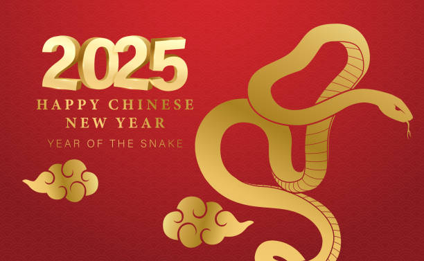 istock Happy Chinese new year 2025 background vector. Year of the snake design wallpaper with Chinese pattern, gold hanging lantern. Modern luxury oriental illustration for cover, banner, website, envelope. 2193215745