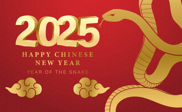 istock Happy Chinese new year 2025 background vector. Year of the snake design wallpaper with Chinese pattern, gold hanging lantern. Modern luxury oriental illustration for cover, banner, website, envelope. 2193215747